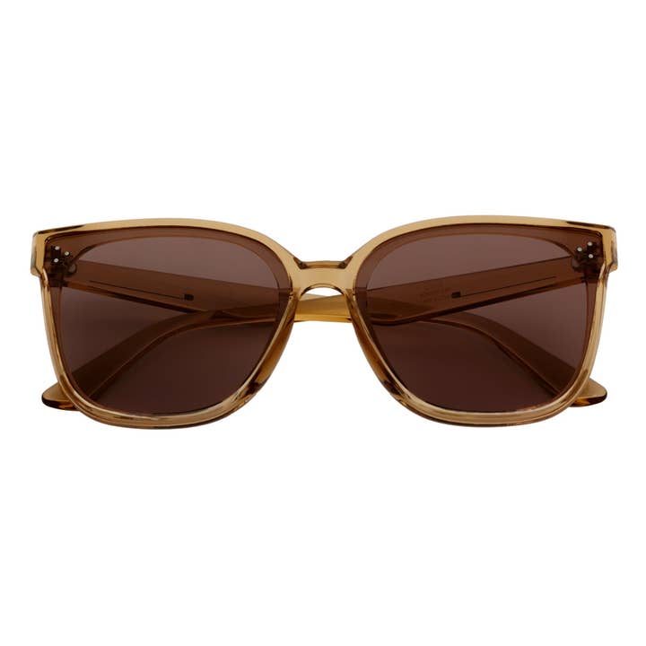 MYA - Gafas de sol polarizadas de mujer oversize con diseño de ojo de gato de 3 pines en color marrón claro para venta al por mayor de Morspecs