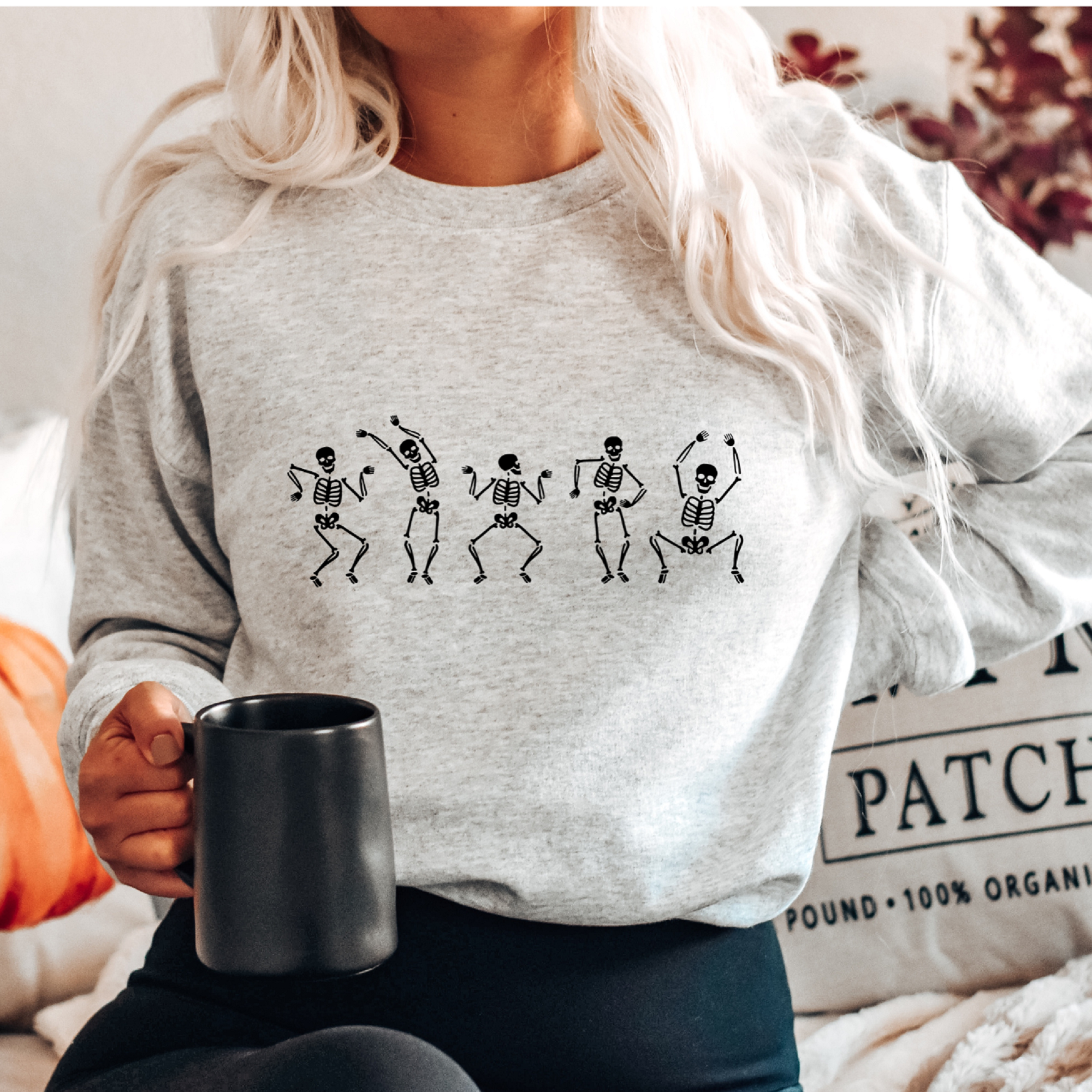 Trendznmore - Modern Graphic Apparel – wholesale Sweatshirt med tryck - Dam – Dans Skelett Halloween Sweat2