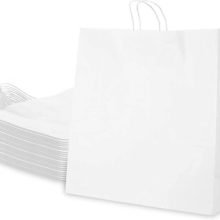 EcoQuality - Wholesale Gift Bag - EcoQuality 10x5x13 Small White Kraft Paper Gift Bags