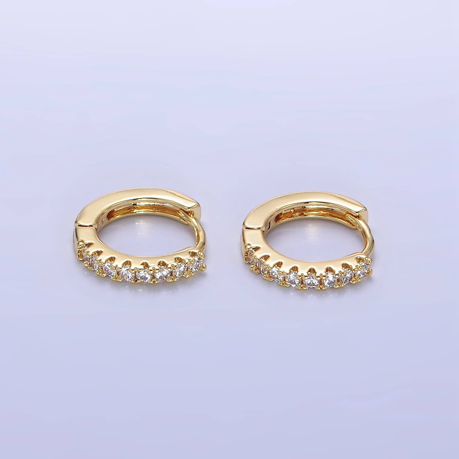 Aim Eternal - Wholesale Huggie Earrings - 14K Gold Filled 15mm Micro Paved Huggie Earrings | P0790
