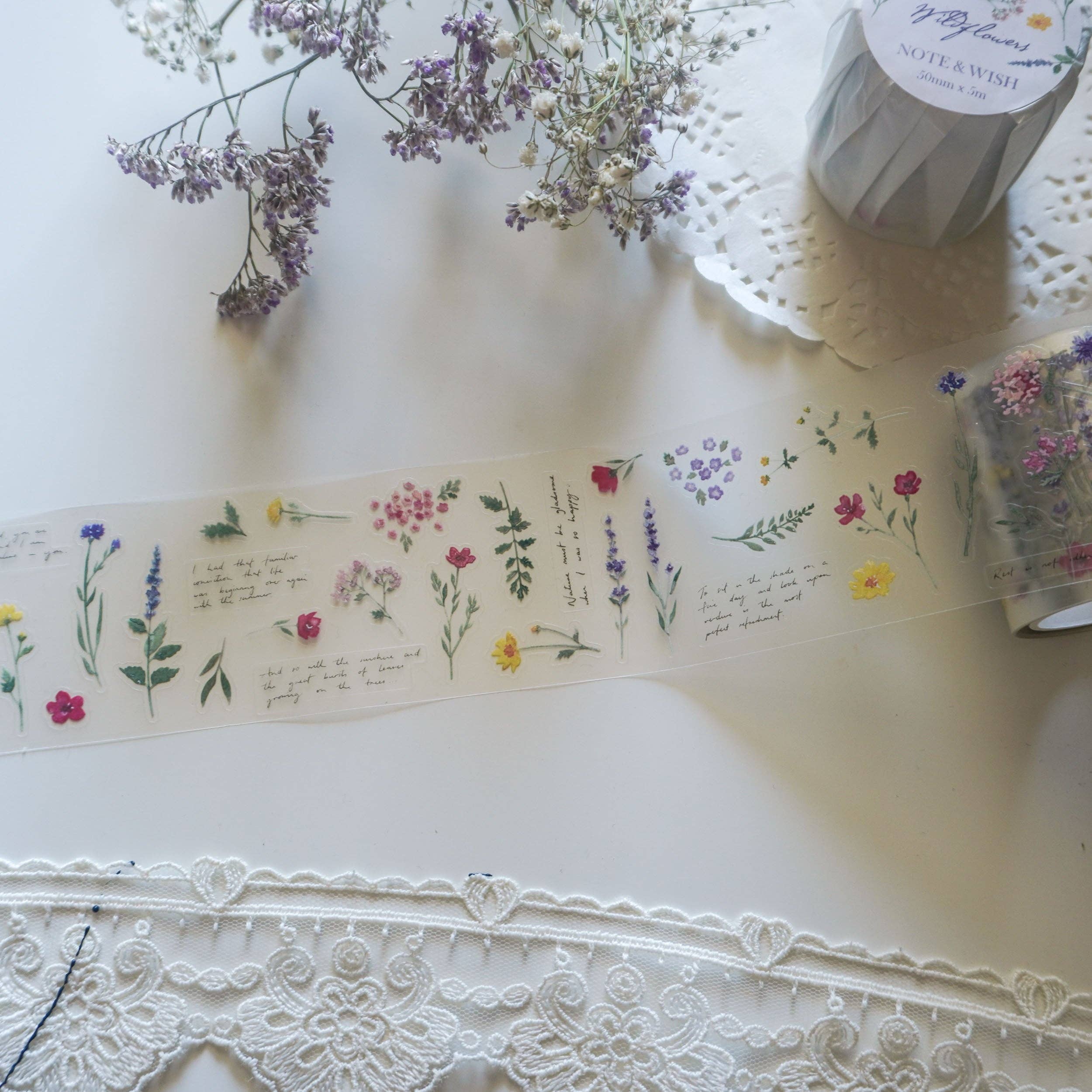 Note & Wish - Wholesale Tape - Wild Flowers Pre-Cut PET Tape2