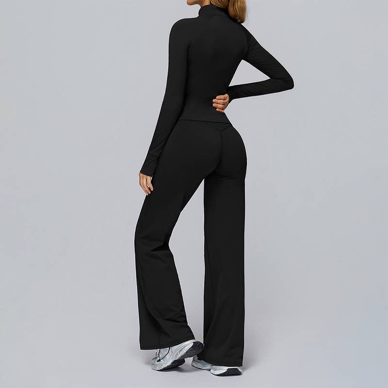 WONDERXFANS - Vente Ensemble de sport – femme - Veste de sport à séchage rapide+Pantalon de survêtement taille haute2