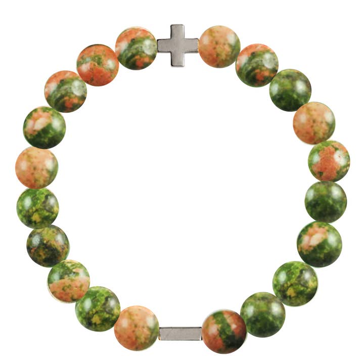 Unakite & Bracciale elastico in argento per la vendita all'ingrosso da parte di CHARGED