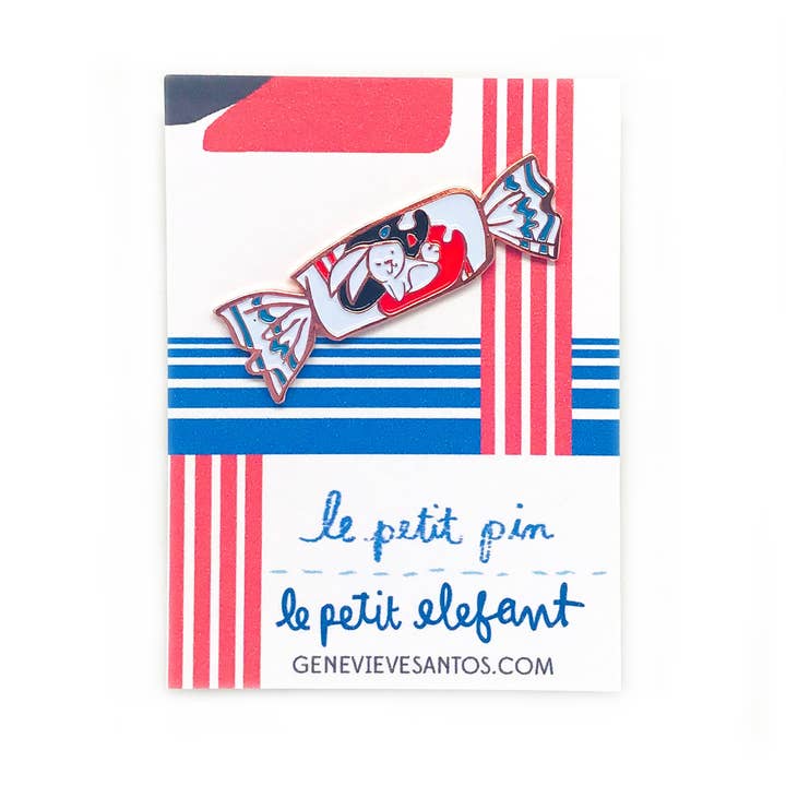 Le Petit Elefant - Wholesale Lapel Pin/Button - White Rabbit Candy Enamel Pin1