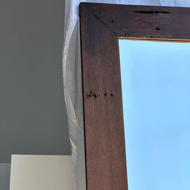 Office Objets - Wholesale Wall Mirror - Mirror with exotic brutalist old iron wood frame H:139cm31