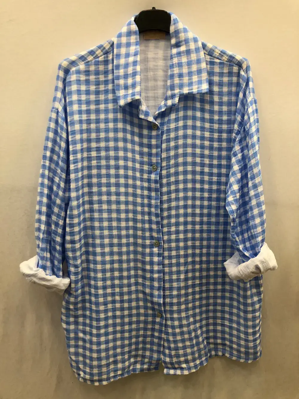 Mimi & Gogo - Vente Chemise à col boutonné – femme - Chemise Vichy Gaze de Coton @2914_ChGazeVichy8