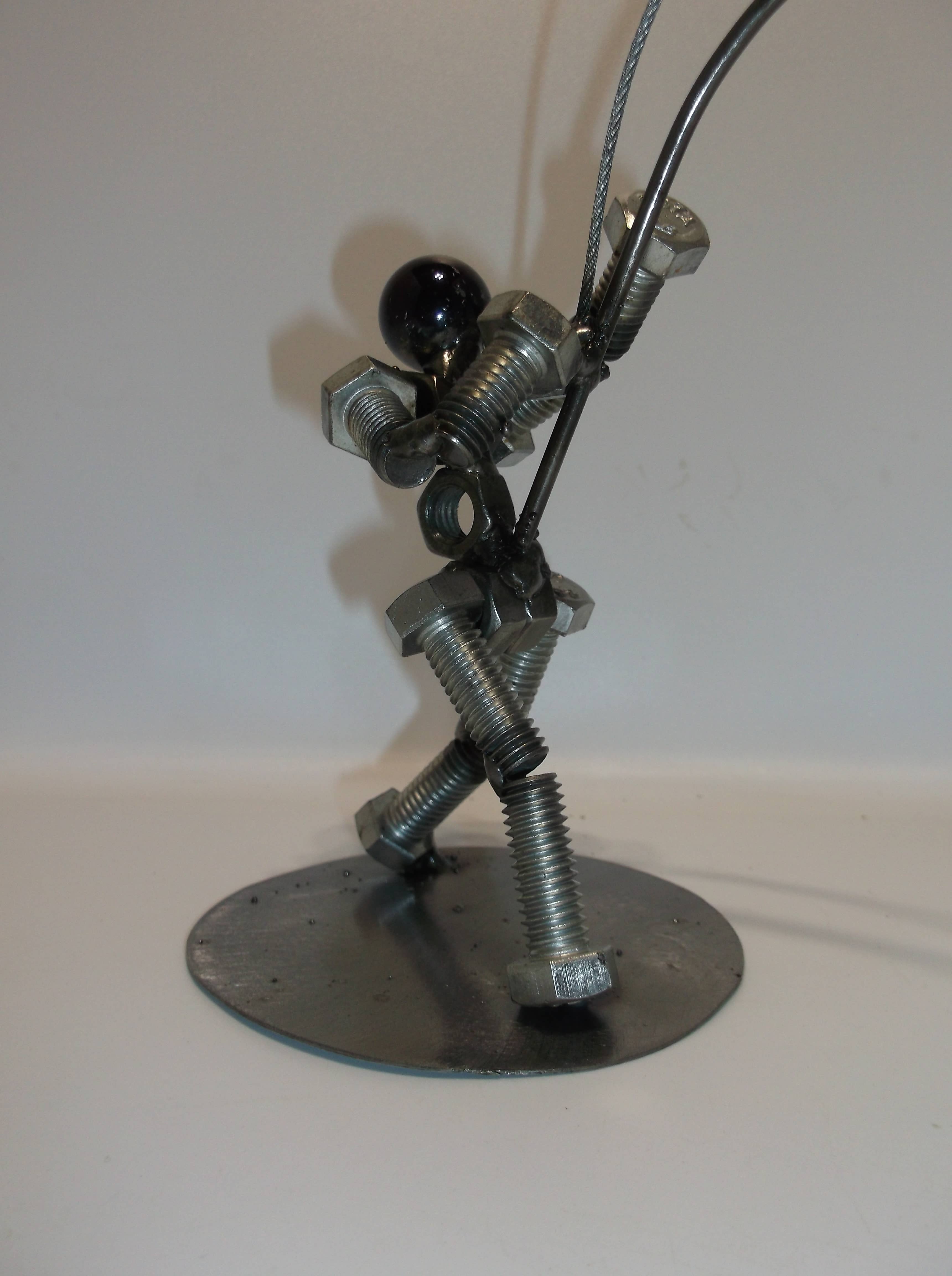 Creations Welded - Vente Figurine décorative - Figurine de pêcheur, pêcheur, verrou en métal, œuvre d'art recyclée4