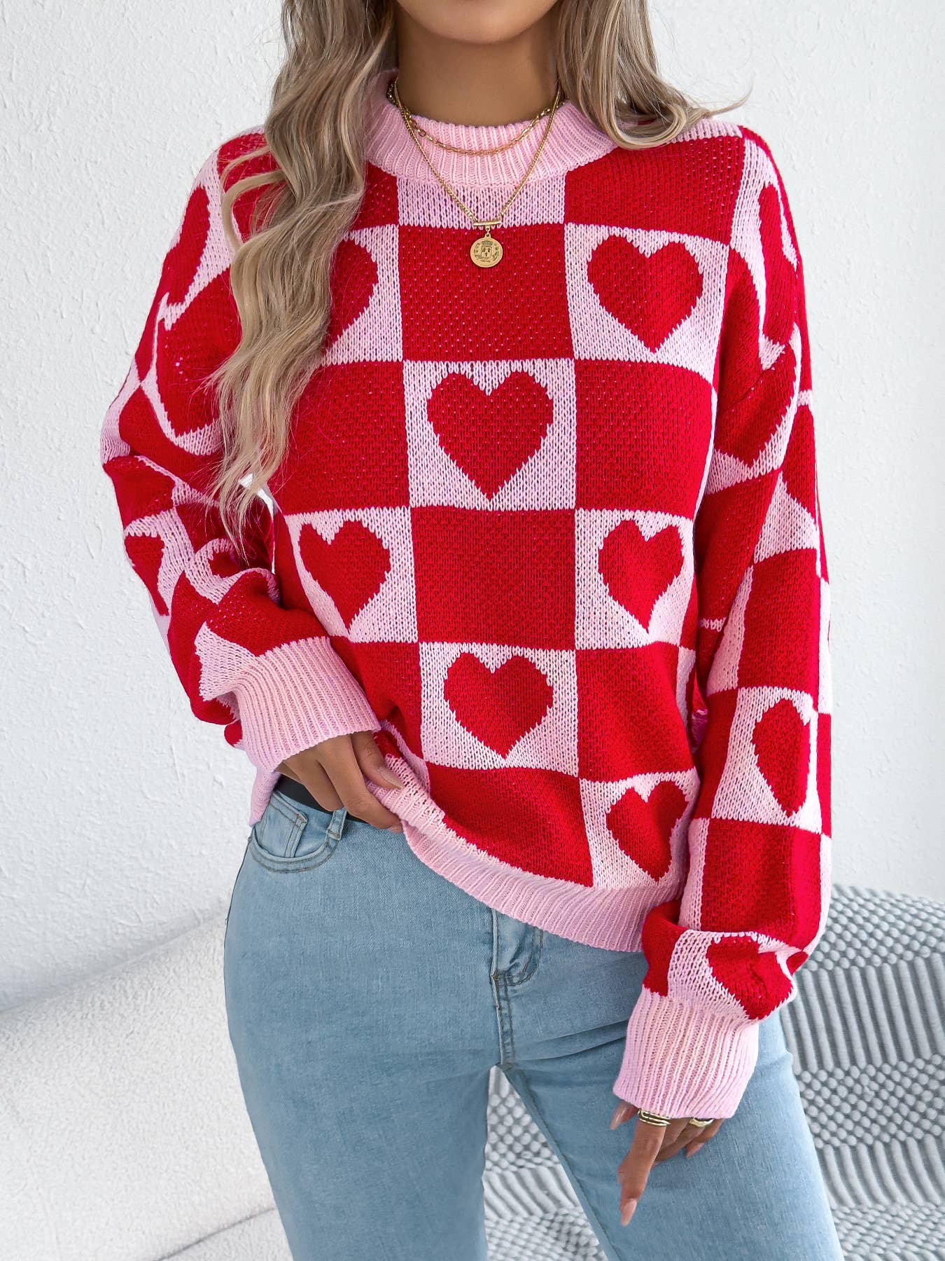 Hope & Sunshine - Wholesale Knit Sweater - Women's - Valentine's Day Lantern Sleeve Sweater0