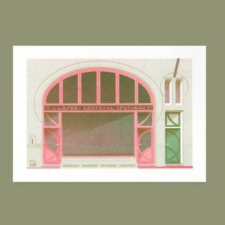 riso print - Pharmacy - Art Nouveau - Utrecht NL - A4 for wholesale by VrijFormaat