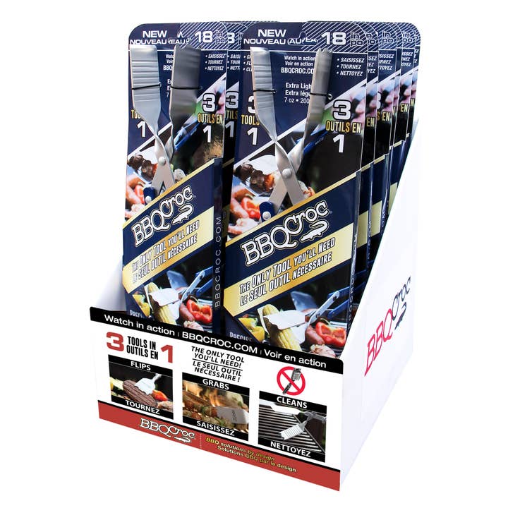 BBQ Croc 18" 3-in-1 Barbecue Tool - 18pc Counter Display for wholesale by BBQ Croc