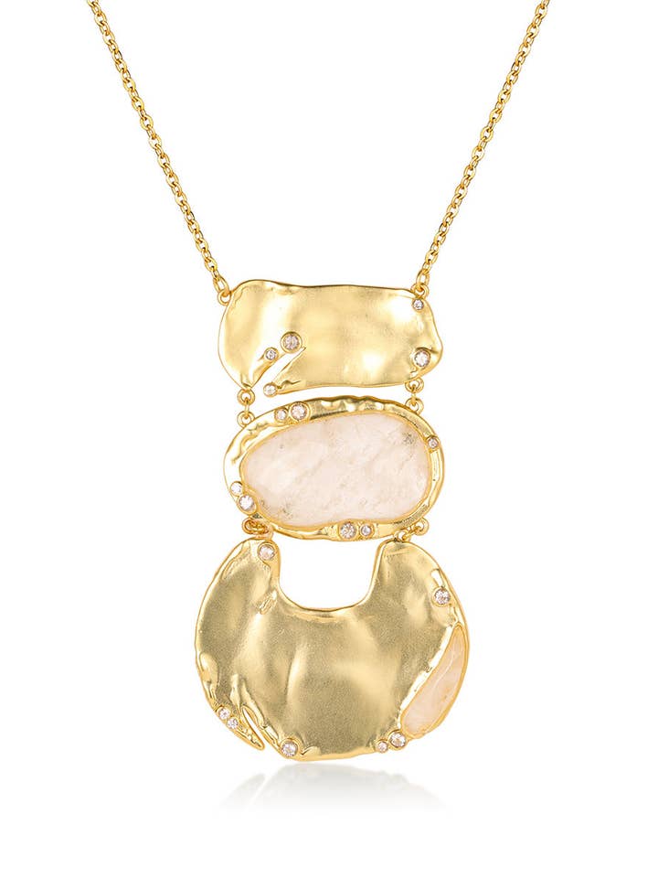 Colar Deusa Transparente Quartz Statement por atacado de Rare Matters Jewelry