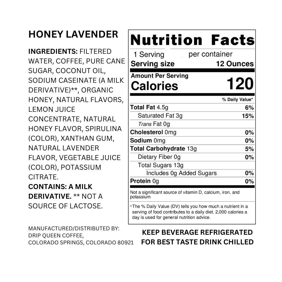 Drip Queen Coffee - Wholesale Iced Coffee/Cold Brew - Latte-ish Honey Lavender Cold Brew Coffee 12/12oz3