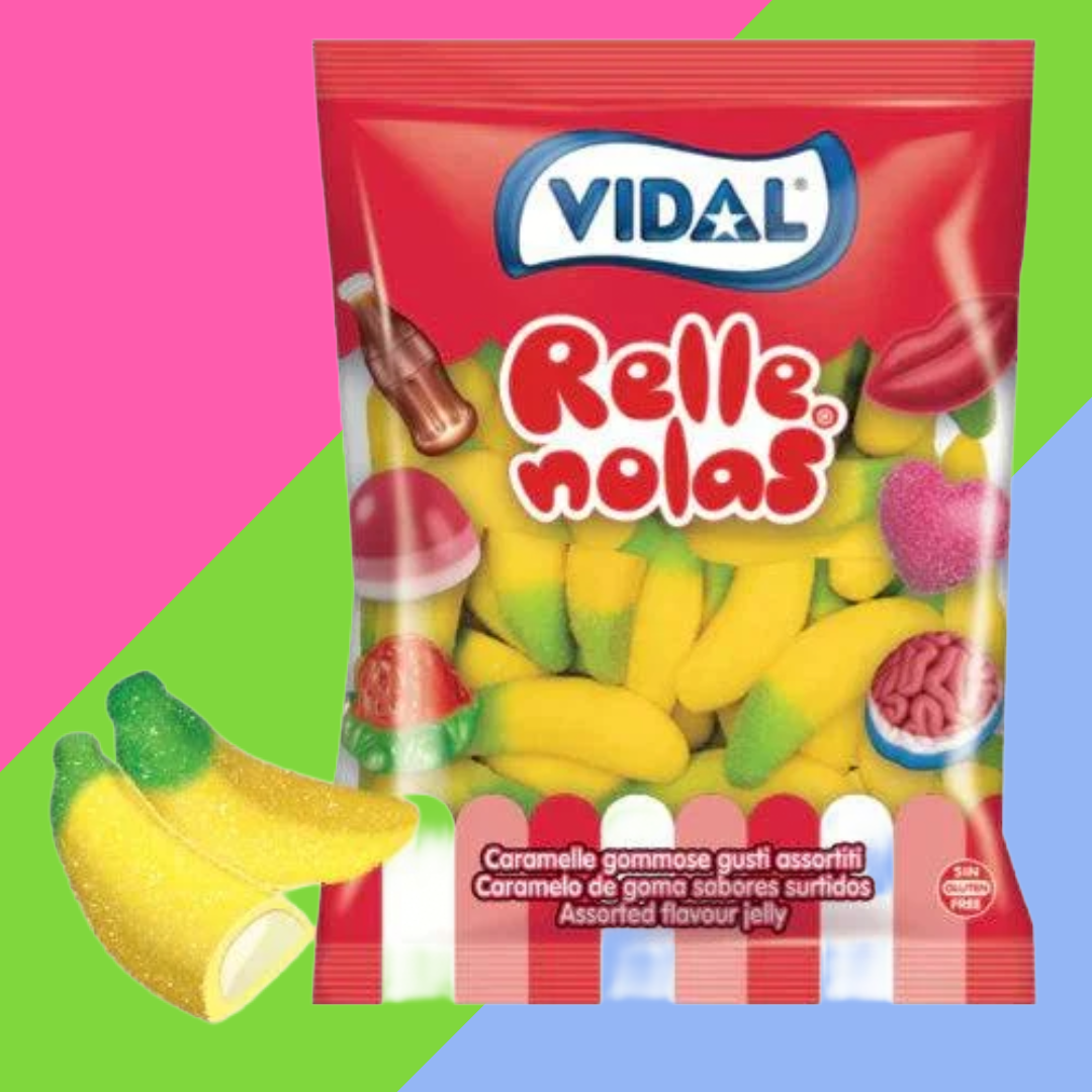 Gaffney's Sweets & Treats Wholesale – wholesale Gelégodis – Vidal Geléfyllda Bananer 1 kg Påse0