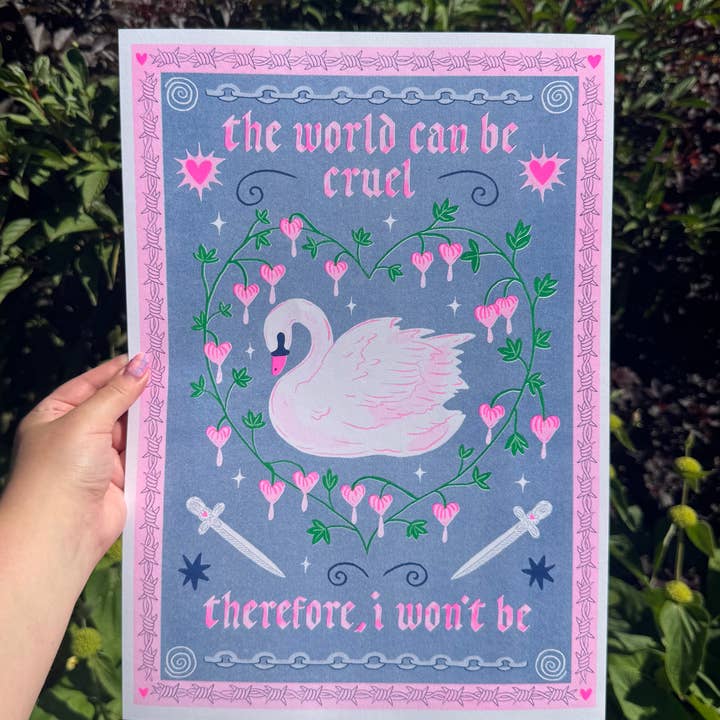 Amy Hastings - Wholesale Art Print - The World Can Be Cruel A3 Risograph Print1