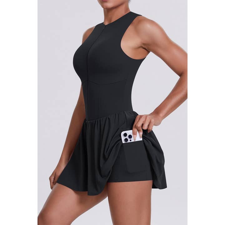 Cloud Sense Faux Two Pieces Zipped Tennis Dress for wholesale by Paperdoll