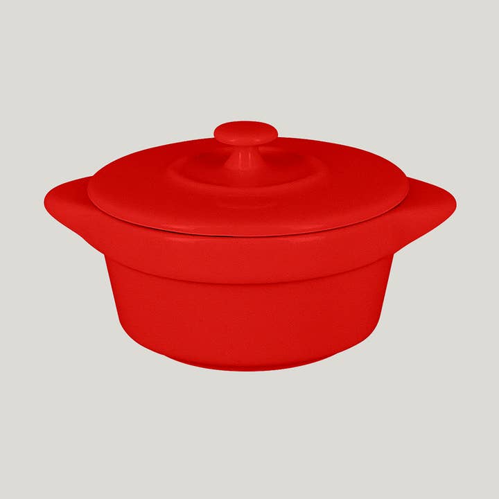 RAK Porcelain USA - Wholesale Cooking Pot - Chef's Fusion Round Cocotte and Lid - Ember (3.95"D)