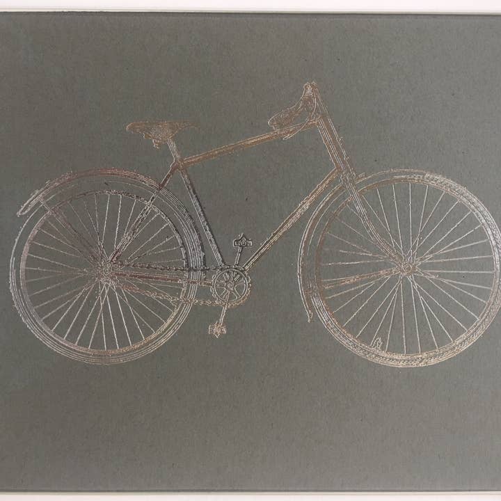 Vélo - Affiche typographique en relief avec feuille pour la vente par Big Wheel Press