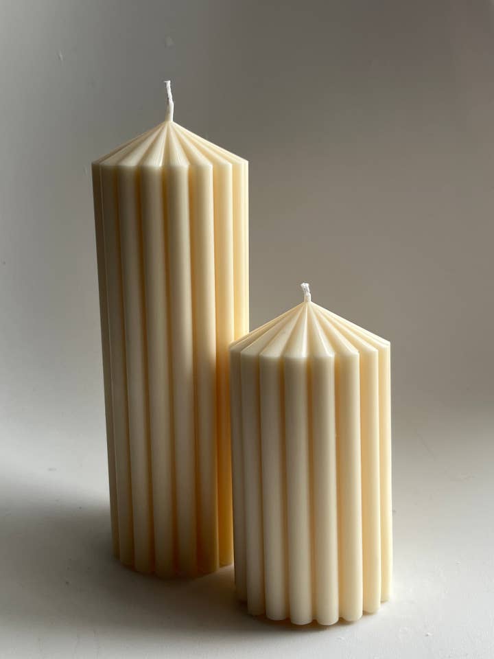 Carousel Pillar Candles | Striped Pointed Pillar Candle | De for wholesale by AARAM LUX