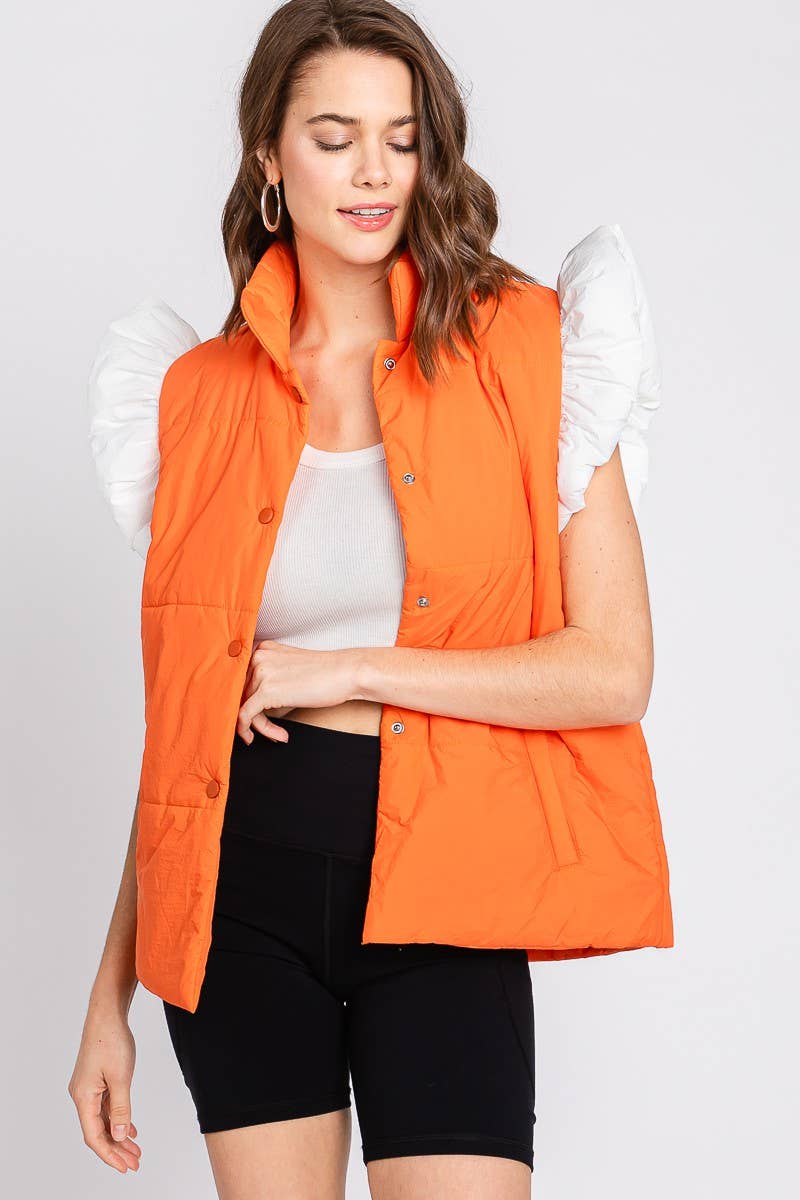 Sewn and Seen - Wholesale Outerwear Vest - Women's - PUFF SNAP BUTTON COLORBLOCK HIGH NECK VEST17