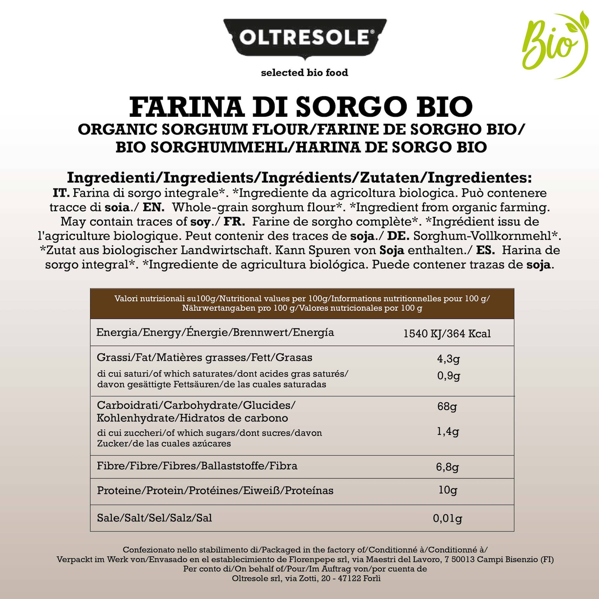 Oltresole - Wholesale Gluten-Free Flour - ORGANIC WHOLE SORGHUM FLOUR 1 Kg5
