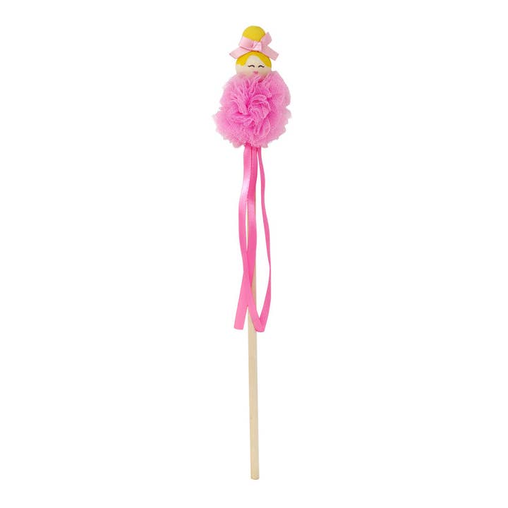 Pink Poppy USA - Wholesale Toy Wand - Kids - Hand Painted Wooden Bead Ballerina Tulle Wand | Pack of 6