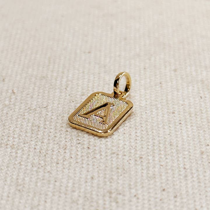 GoldFi - Wholesale Individual Charm/Pendant - Textured Initial Plate Pendant