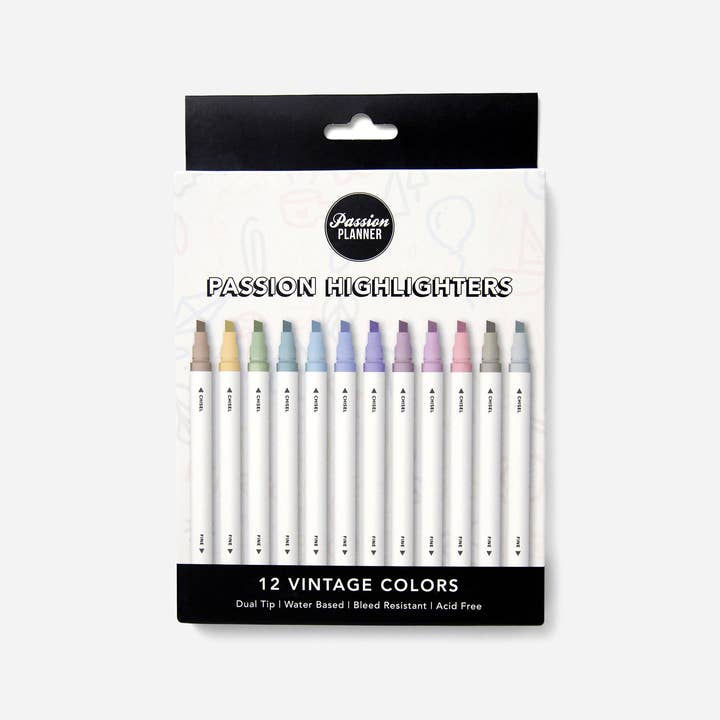 Passion Planner – wholesale Färgmarkering – Passion Highlighters - Vintage (12-pack)