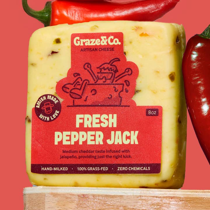 Fromage artisanal Jack au poivre frais - 8 oz. pour la vente par Graze & Co.