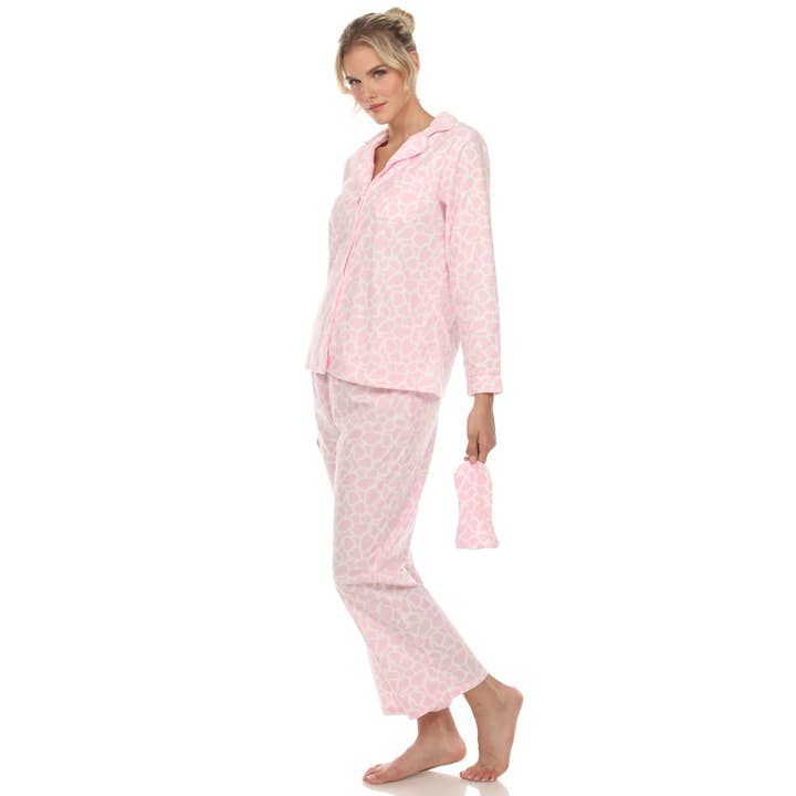 WHITE MARK - Wholesale Sleepwear Set - Women's - Women's Three-Piece Giraffe Print Pajama Set2