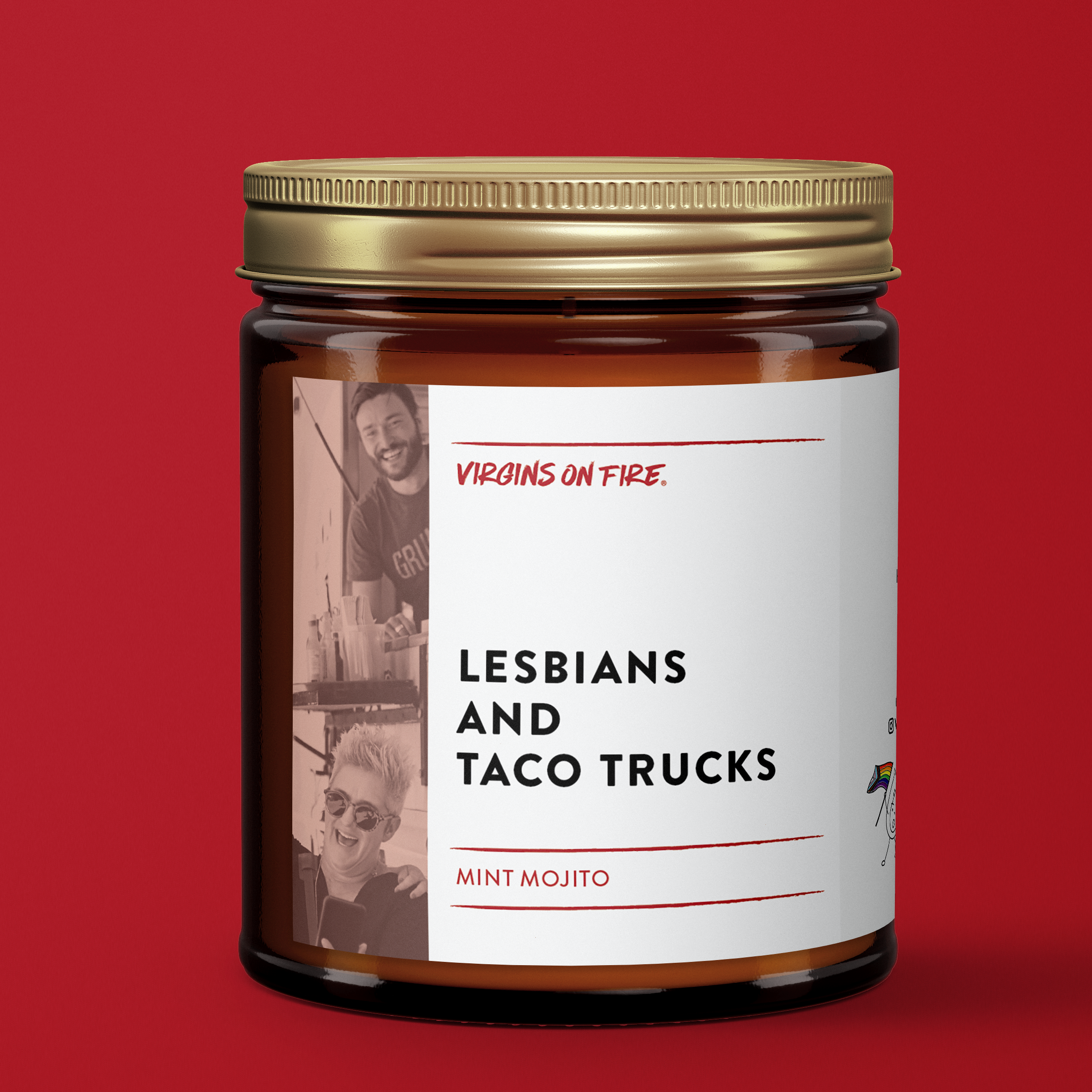 Virgins On Fire Candle Co. - Wholesale Jar/Filled Candle - LESBIANS & TACO TRUCKS (Mint Mojito Scented Candle) 🌮 LGBTQ4