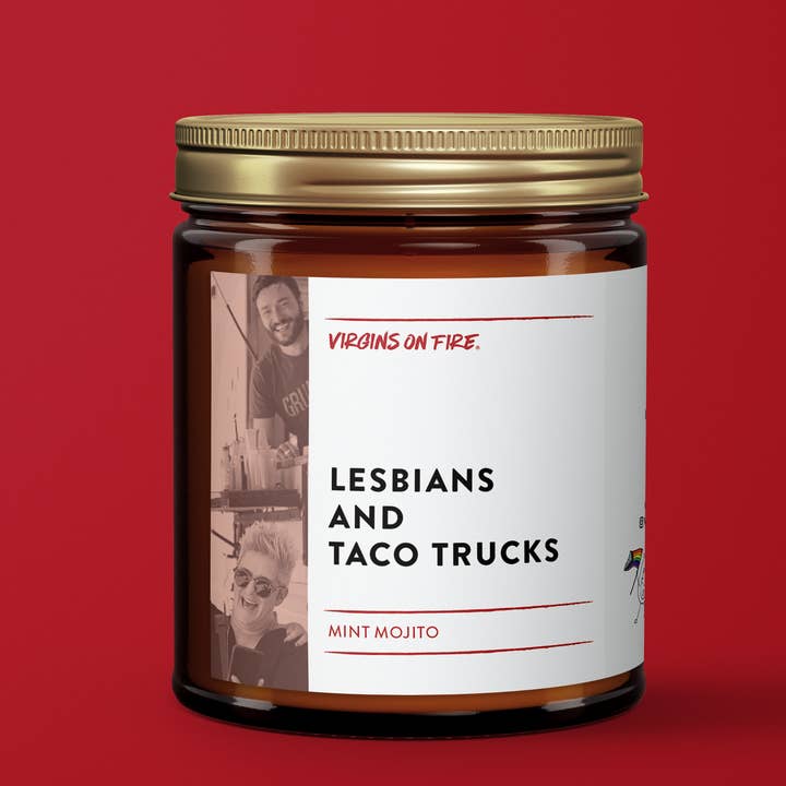 Virgins On Fire Candle Co. - Wholesale Jar/Filled Candle - LESBIANS & TACO TRUCKS (Mint Mojito Scented Candle) 🌮 LGBTQ4