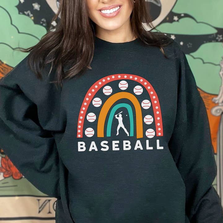 Vivtrek - Wholesale Graphic Sweatshirt - Unisex - Vintage Boho Rainbow Baseball Player Mom Gift T-Shit