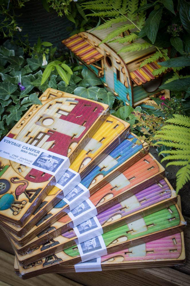 One Man One Garage - Wholesale Bird House - Vintage Camper Bird House Scale model playset you can build and use! Bring back the love of travel!9