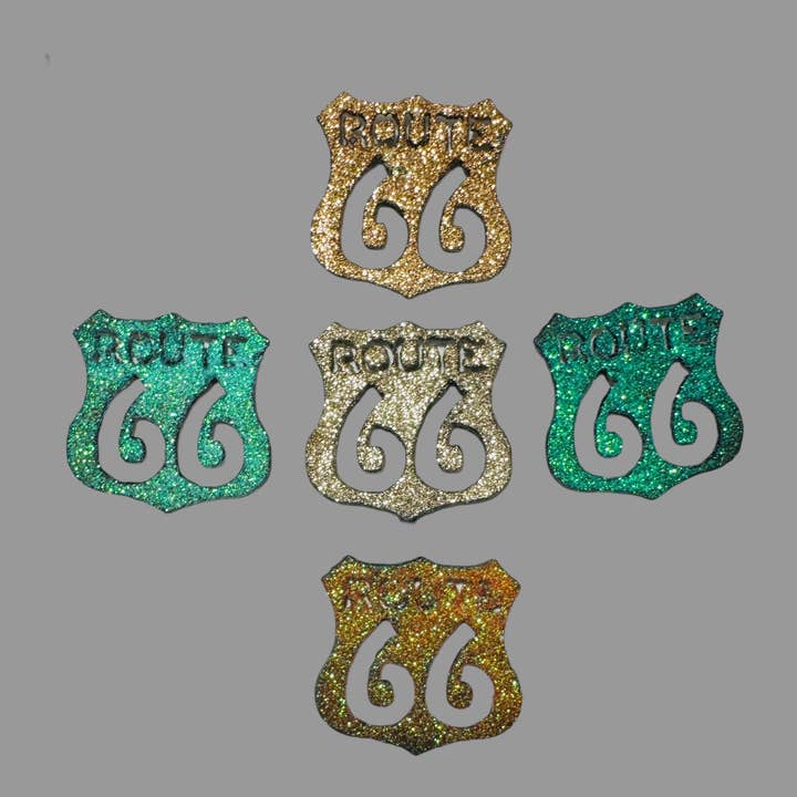 Route 66 magnet Glitter souvenirs add on metal magnet USA for wholesale by Whimsies