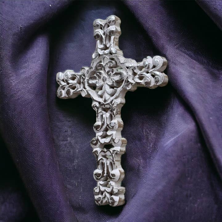 Aberdeen Hand Carved Wood Wall Cross for wholesale by Wilco Home