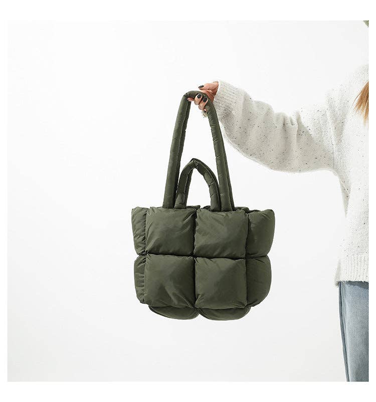 Dipped Shop - Wholesale Tote Bag - Women's - Simple Puffer Tote Bag Solid Color Soft Handbag DP80918
