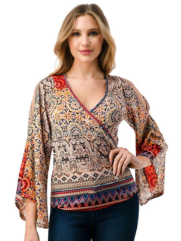 KELSEY TOP (MULTI RED)-JT8290 for wholesale by VAVA by Joy Han