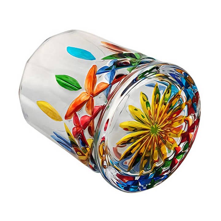 "Blossom" Handpainted Crystal Tumbler with Yellow Bottom for wholesale by TUTU Home