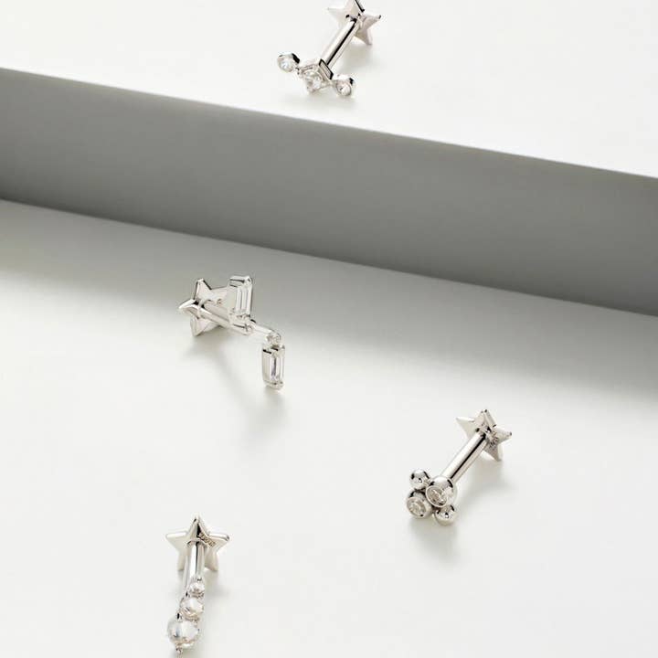 Helix & Conch – wholesale Stud/post earrings – Elena 9k solid white gold graduating crystal trio flat back stud earring3