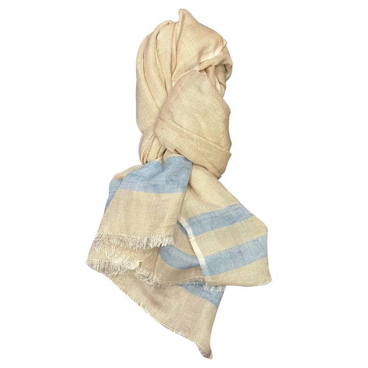 Chloe & Lex - Wholesale Scarf - Women's - Pure Linen with Fresh Stripes Lightweight Scarf for Women3