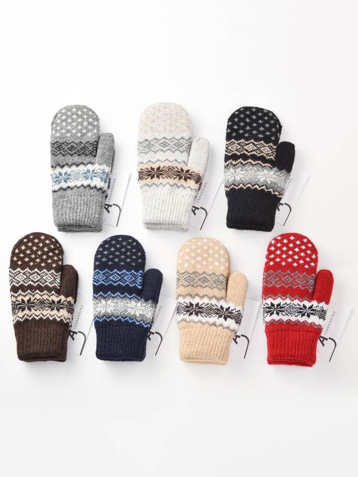 Gloving - Unisex Warm Snowflake Knit Mittens for wholesale by Funkyrel® Atzbranding Limited