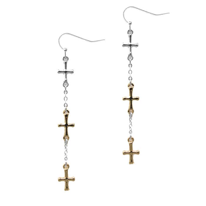 Trio Cross Chain Multicolor Earrings for wholesale by Peaceful Village Inc.