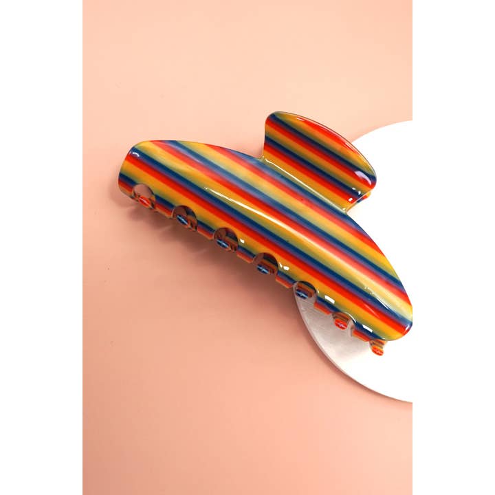 JOSSLYN by wall to wall - Wholesale Hair Clip - Women's - JUMBO STRIPE PLAID OVAL HAIR CLAW CLIPS | 40H10206