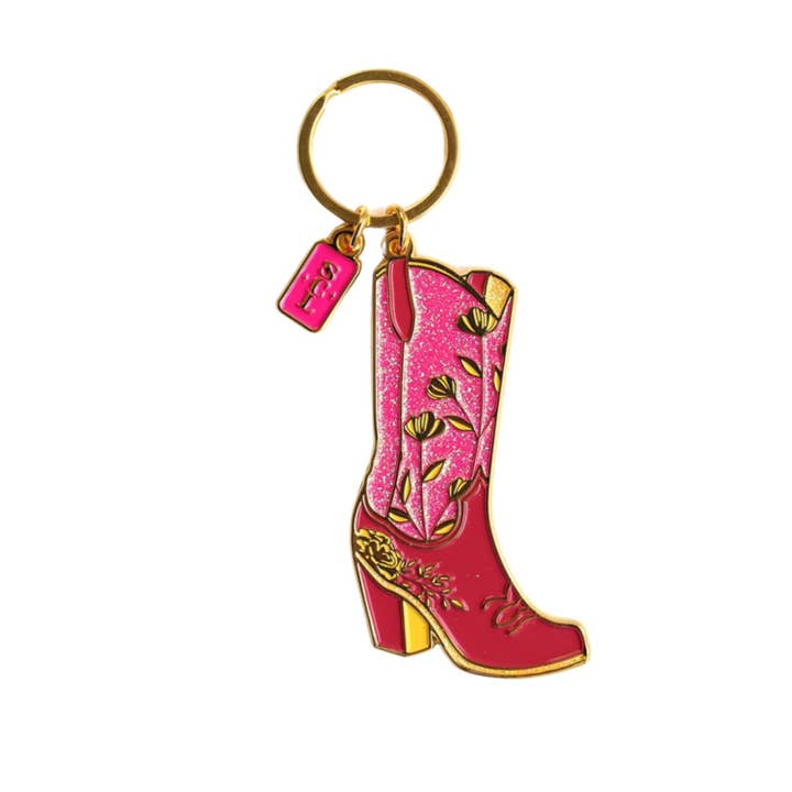 Rodeo Glam Pink Cowgirl Stiefel Lil Lady Emaille Schlüsselanhänger für den Großhandel von Sophisticated Country Lady