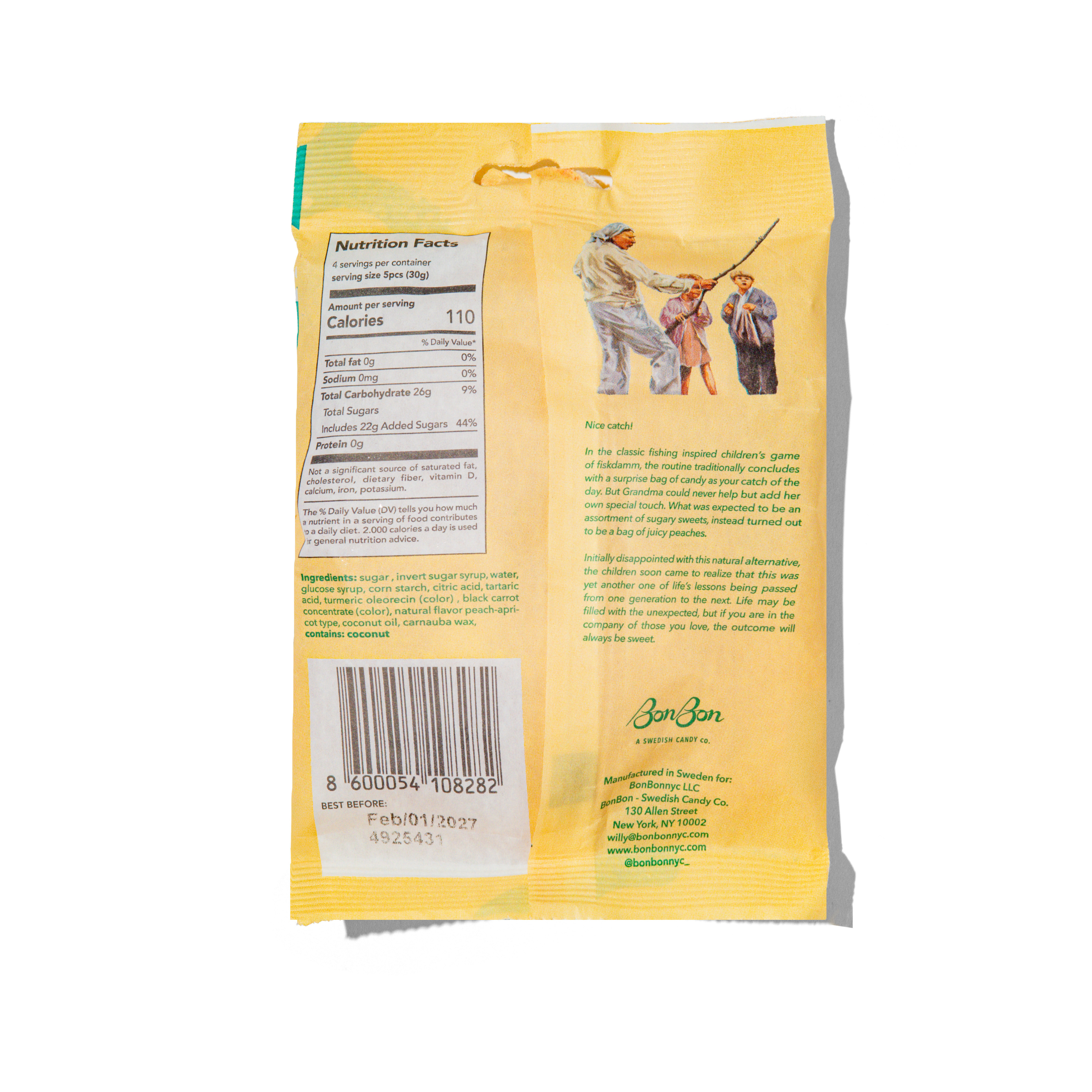 BonBon - A Swedish Candy Co - Wholesale Gummy - Sour Peach Fish - Swedish Candy 5.2oz (150g)2