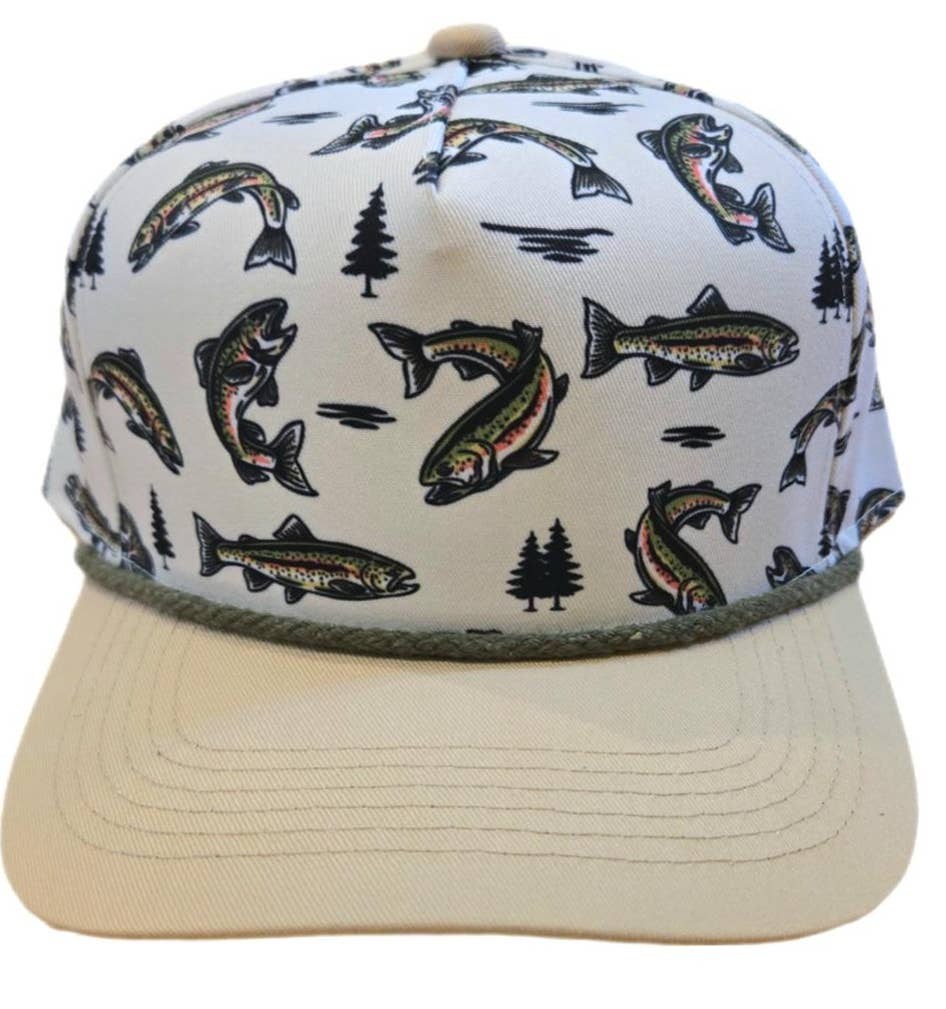 ThatsRad - Wholesale Flat Brim Cap - Unisex - Sandstone Rainbow Trout Snapback Hat