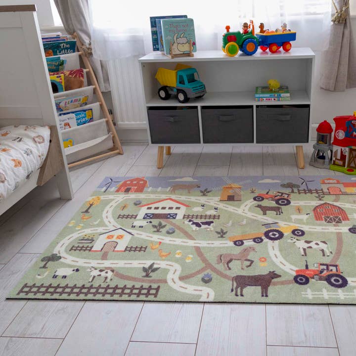 Mi tapete de juego pista de granja para venta al por mayor de Phoenox Textiles