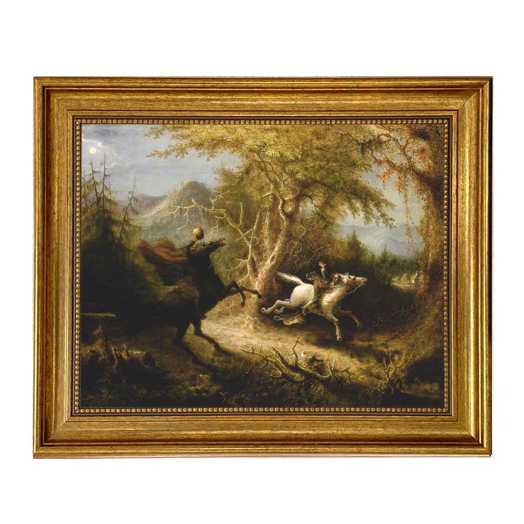 Madison Bay Co. - Historical Home Decor Reproductions - Wholesale Schilderen/Tekenen - Schilderijafdruk van de Ruiter zonder Hoofd die Ichabod Crane Achtervolgt2