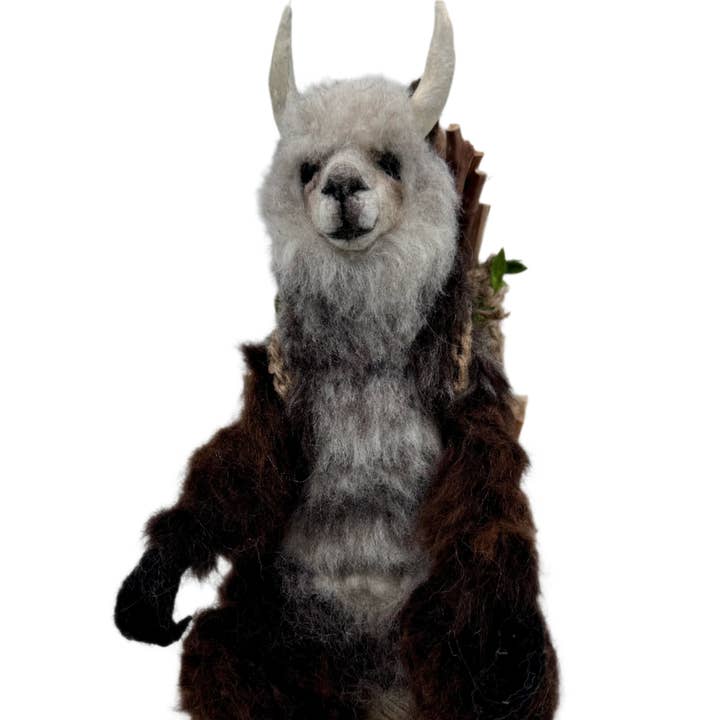 Mythical Alpaca Krampus- Artisan Hand-Felted Alpaca Sculpture for wholesale by Lanart Alpaca