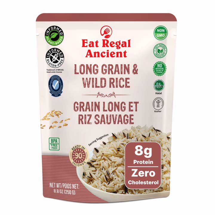 Eat Regal Long Grain & Wild Rice Pouch, 8.8oz for wholesale by Regal Kitchen Foods
